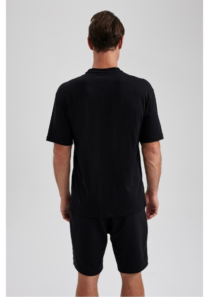 Regular Fit Bisiklet Yaka Baskılı Kısa Kollu Tişört B0656AXNS