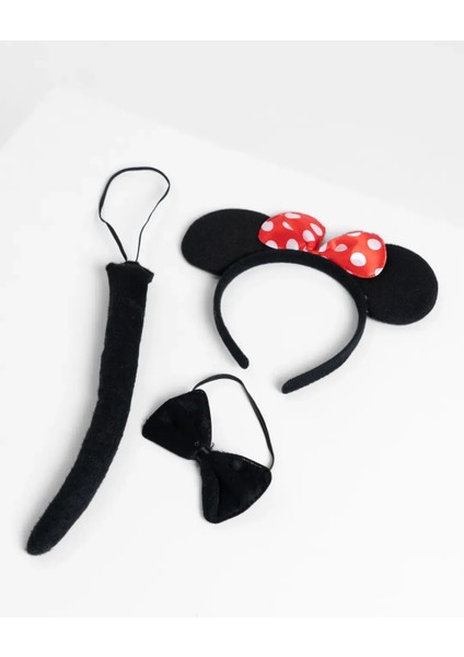 Bfs minnie Mouse Kostüm Seti Taç Kuyruk Papyon Gösteri Seti