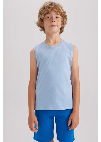 Erkek Çocuk Bisiklet Yaka Basic Düz Atlet B0669A8NS