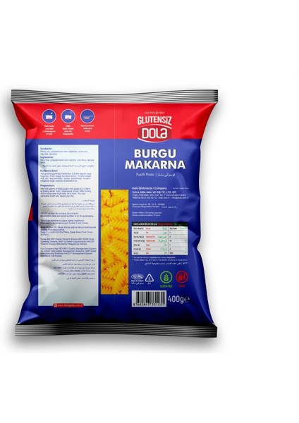 Glutensiz Burgu Makarna 400 gr fiyatları