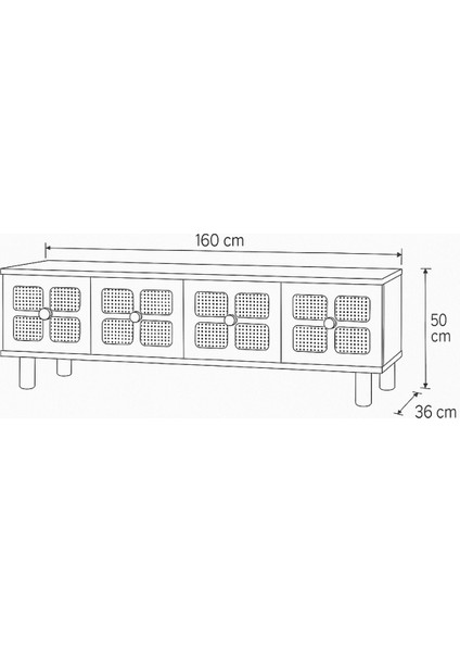 Hasırlı Tv Sehpası Atlantik Çam Krem 3 Kapaklı Hasır Desenli Doğal Görünümlü 160x36x50 Cm fırsatları