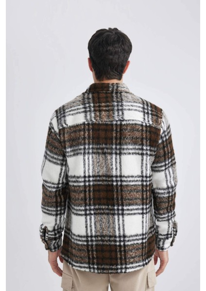 Regular Fit Polo Yaka Ekose Desenli Gömlek Ceket A7996AX23WN