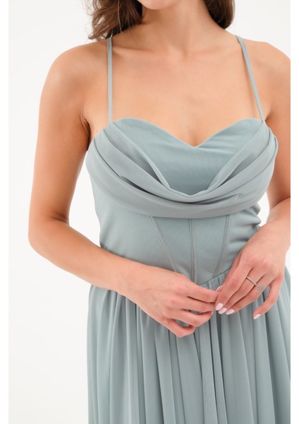 Kadın Mint Yeşili Askılı Mini Mezuniyet Abiye Elbise fırsatları