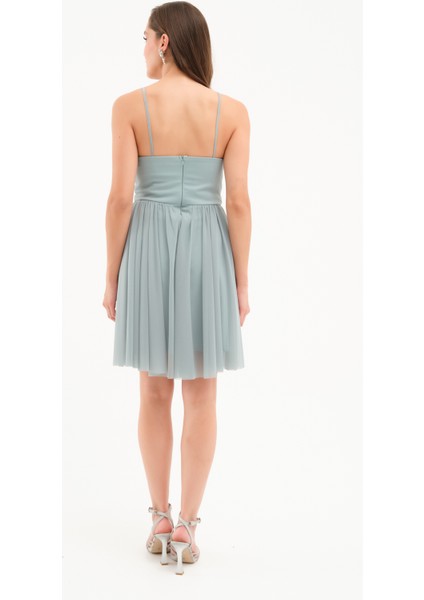 Kadın Mint Yeşili Askılı Mini Mezuniyet Abiye Elbise indirimleri