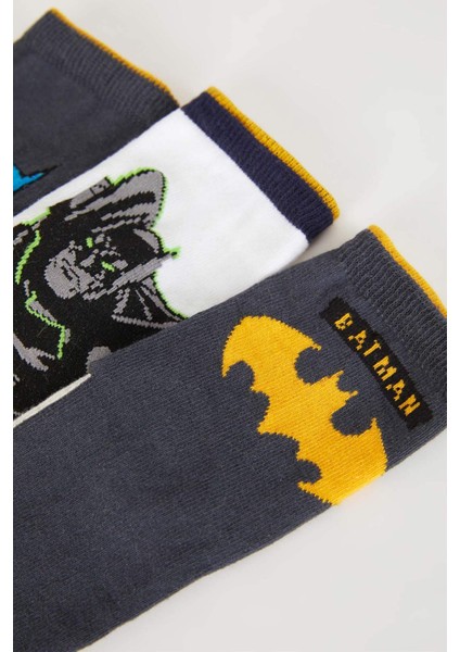 Erkek Çocuk Batman 3'Lü Pamuklu Uzun Çorap A6313A8Ns