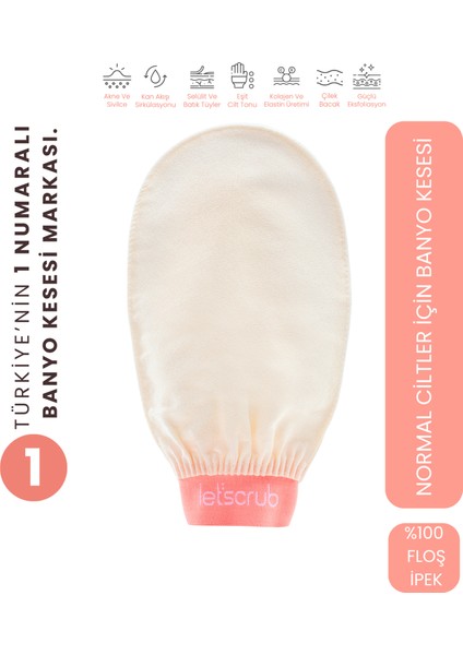 Ekru Banyo Duş Kesesi Peeling Eldiveni %100 Floş Ipek Normal Ciltler İçin