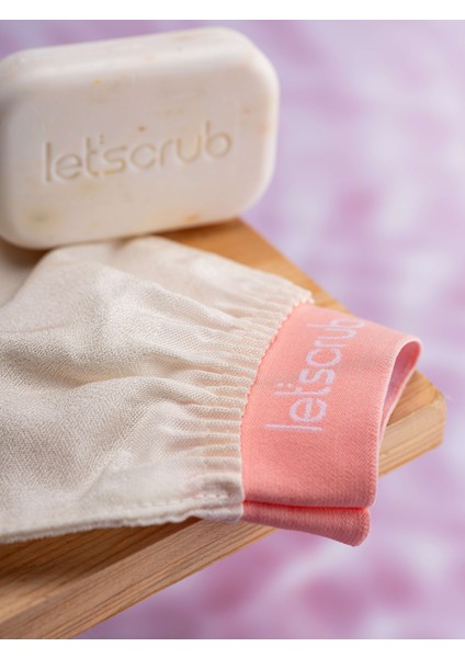 Ekru Banyo Duş Kesesi Peeling Eldiveni %100 Floş Ipek Normal Ciltler İçin