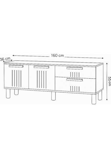 Dia Tv Sehpası 2 Kapaklı Ve 2 Çekmeceli Tasarım Beyaz Krem - 160x35x52 Cm fırsatları