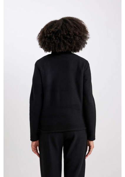 Fit Standart Fit Fermuarlı Yaka Baskılı Polar Sweatshirt A4501AX23WN