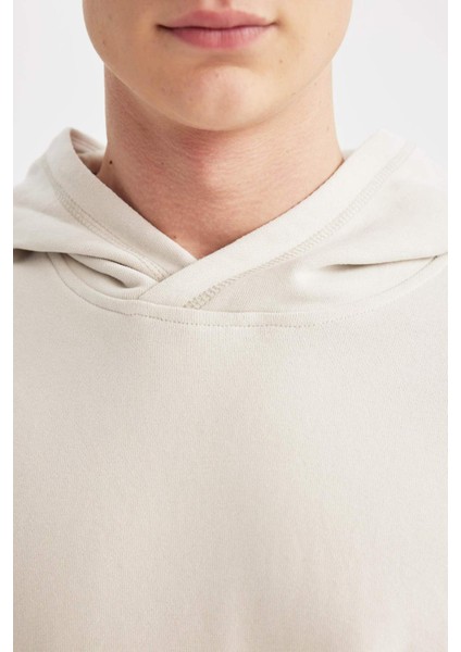 Comfort Regular Fit Rahat Kalıp Kapüşonlu Kanguru Cepli Basic Düz Sweatshirt B4446AX24SP