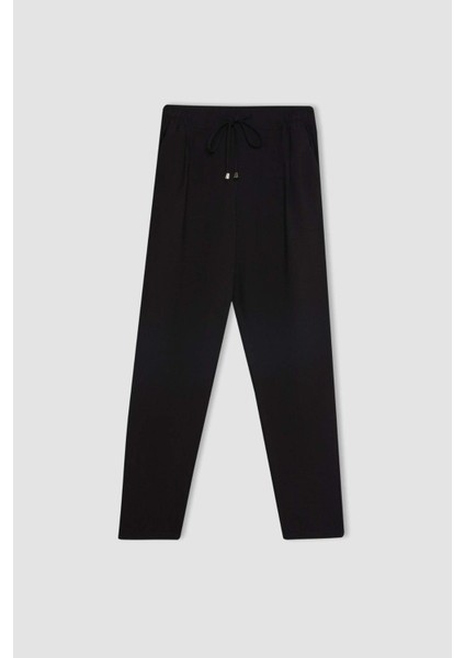 Jogger Pantolon Keten Görünümlü Cepli Yüksek Bel Düz Paça R0433AZ24SM