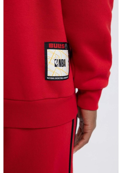 Fit NBA Chicago Bulls Standart Fit Kapüşonlu Cepli Sweatshirt