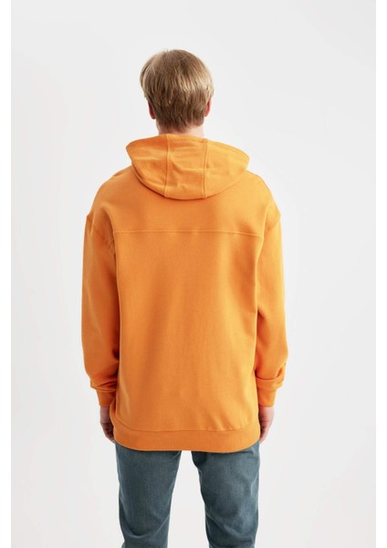 Comfort Regular Fit Rahat Kalıp Kapüşonlu Kanguru Cepli Basic Düz Sweatshirt B4446AX24SP