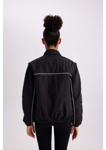 Fit Su İtici Mont Rüzgar Geçirmez Dik Yaka Çıkarılabilir Kol Detaylı Cepli Astarlı B2419AX24SP