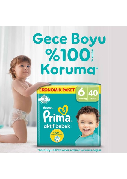 Bebek Bezi Aktif Bebek 6 Beden 40 Adet Ekstra Large Fırsat Paketi