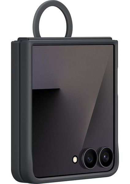 Galaxy Z Flip 7 Yüzüklü Silikon Kılıf - Siyah