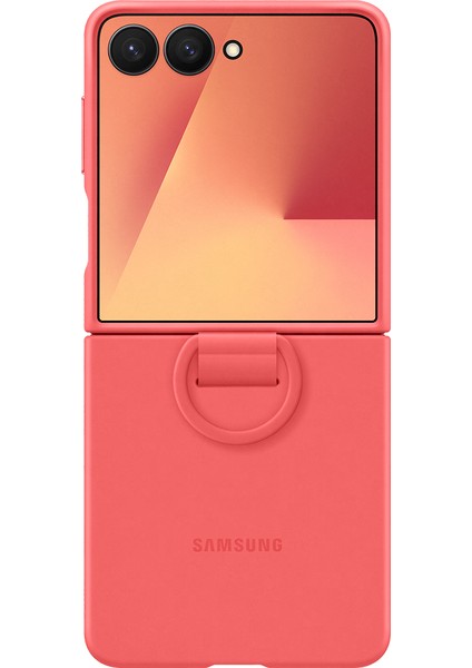 Galaxy Z Flip 7 Yüzüklü Silikon Kılıf - Kırmızı