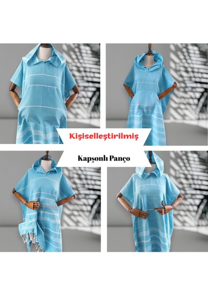 Kişiye Özel Baskılı Kapüşonlu Plaj Pançosu | Isim Yazılı Pamuklu Havlu Poncho |unisex Peştamal Kumaş