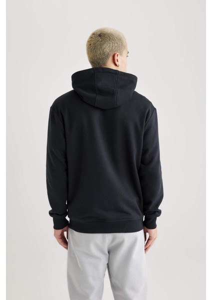 Regular Fit Kapüşonlu İçi Yumuşak Tüylü Cepli Basic Düz Fermuarlı Sweatshirt X8331AZ24SP