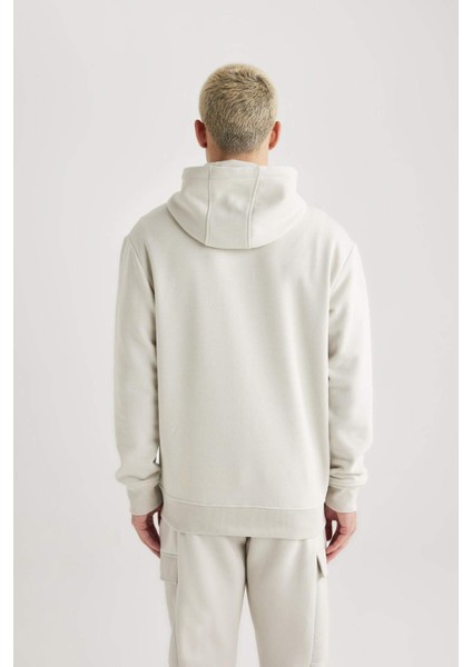 Regular Fit Kapüşonlu İçi Yumuşak Tüylü Cepli Basic Düz Fermuarlı Sweatshirt X8331AZ24SP