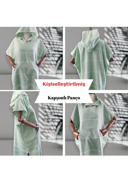 Kişiye Özel Baskılı Kapüşonlu Plaj Pançosu | Isim Yazılı Pamuklu Havlu Poncho |unisex Peştamal Kumaş