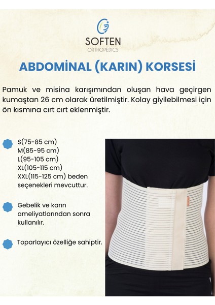 Abdominal Korse Karın Korsesi 26 cm - Xlarge