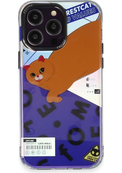 iPhone 14 Pro Max Kılıf Cat Desenli Kapak - Cat - 4
