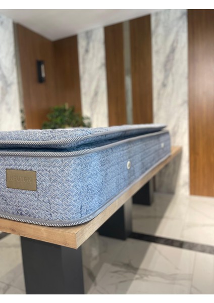 Neuton Live Yatak 90 x 190 cm Ortopedik Herkül Yaylı Mavi Desenli Tek Kişilik Yatak