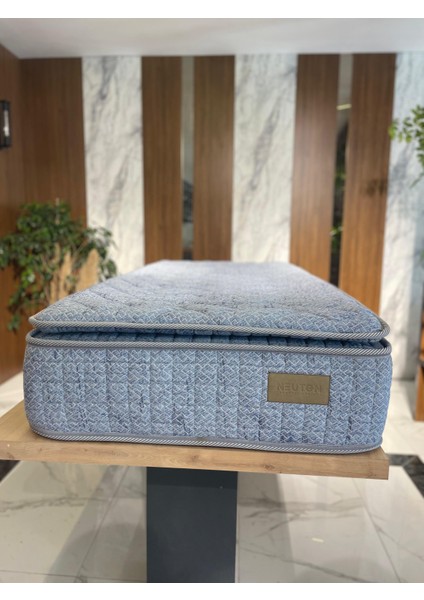 Neuton Live Yatak 90 x 190 cm Ortopedik Herkül Yaylı Mavi Desenli Tek Kişilik Yatak