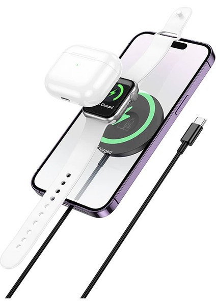 Hoco CW50 15W Airpods + Apple Watch+Iphone 3in1 Kablosuz Manyetik Hızlı Şarj Alet - CPT108405-14