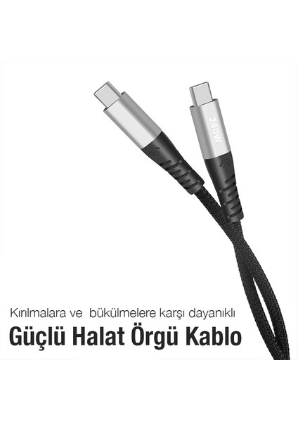 Ally 240W Type-C To Type-C Laptop Telefon Hızlı Data ve Şarj KABLOSU-(1903) - CPT108386-9717