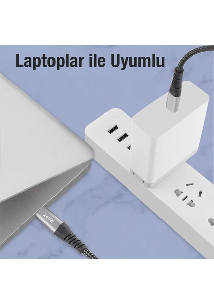 Ally 240W Type-C To Type-C Laptop Telefon Hızlı Data ve Şarj KABLOSU-(1903) - CPT108386-9717