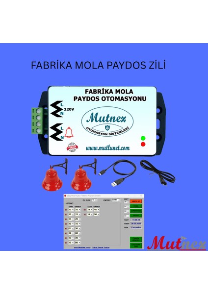 V5 Fabrika Paydos Mola Zil Sistemi Otomasyonu (2 Çan Destekli)