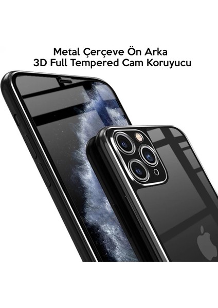 Iphone 11 Pro Max Metal Çerçeve Ön Arka 3D Full Tempered Cam KORUYUCU-(1903) - CPT106937-7431