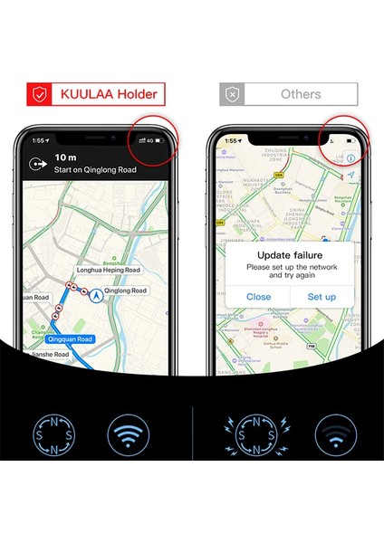 Kuulaa 360 Dönebilen Mıknatıslı Araç Havalandırma Telefon TUTUCU-(1903) - CPT105519-5645