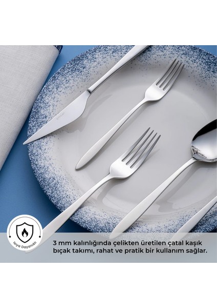 Yakamoz 60 Parça 12 Kişilik Kutulu Çatal Kaşık Bıçak Takımı