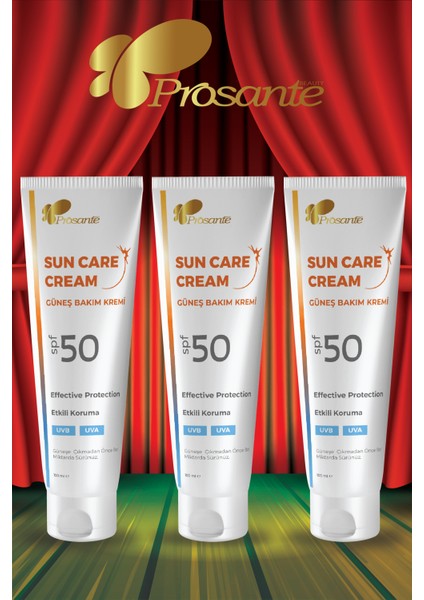 Güneş Bakım Kremi SPF 50 Etkili Koruma UVB UVA 100 ml 3'lü Paket fırsatları