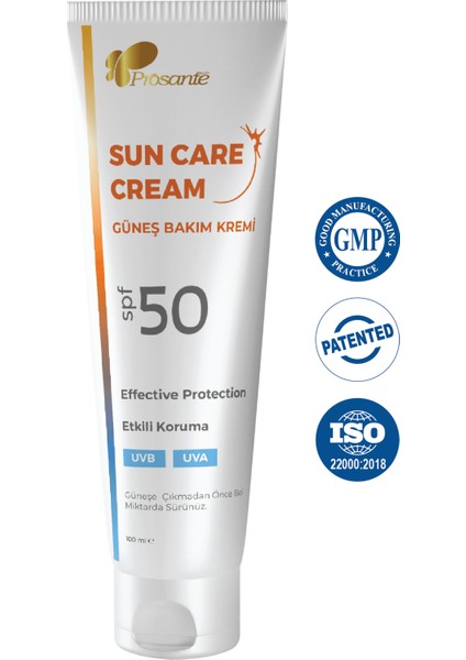Güneş Bakım Kremi SPF 50 Etkili Koruma UVB UVA 100 ml 3'lü Paket