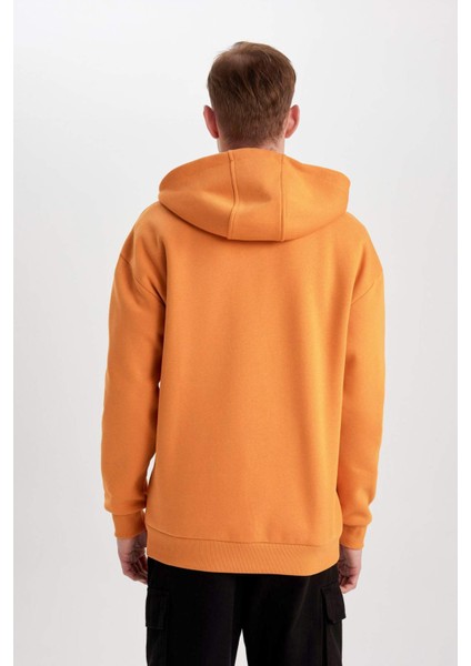 Comfort Regular Fit Rahat Kalıp Kapüşonlu Çıtçıt Kapamalı Baskılı Sweatshirt B4766AX24SP