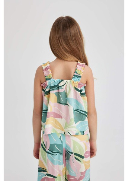 Kız Çocuk Desenli Askılı Bluz B5066A824HS