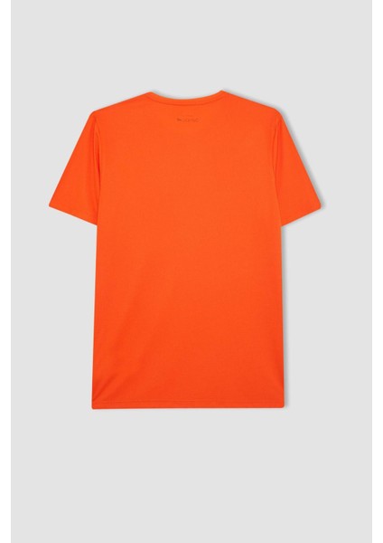 Fit Slim Fit Dar Kesim Bisiklet Yaka Baskılı Kısa Kollu Sporcu Tişört X6142AZ24SP