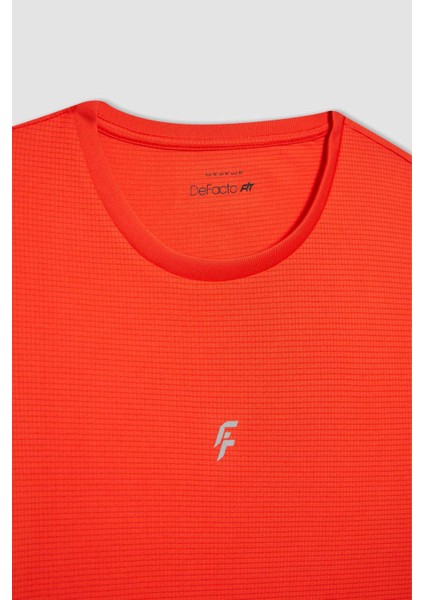 Fit Slim Fit Dar Kesim Bisiklet Yaka Baskılı Kısa Kollu Sporcu Tişört X6142AZ24SP