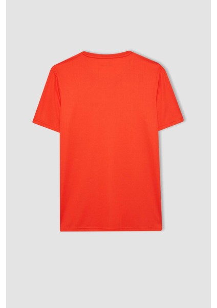 Fit Slim Fit Dar Kesim Bisiklet Yaka Baskılı Kısa Kollu Sporcu Tişört X6142AZ24SP