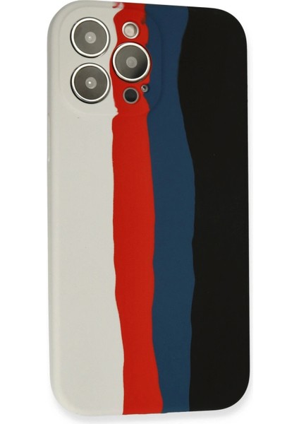iPhone 13 Pro Kılıf Ebruli Lansman Silikon - Beyaz-Siyah - CPT106327-1971