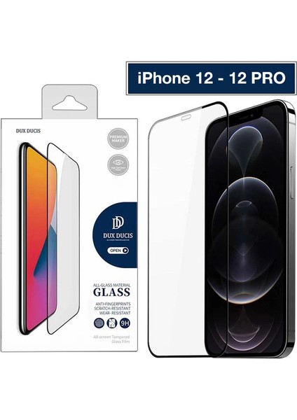 Dux Ducis iPhone 12 - 12 Pro 6.1inç Tempered Cam Ekran Koruyucu 10D Full Kaplama-(1 - CPT103777-48