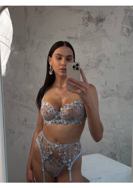 Mavi Çiçekli Jartiyer Takımı fırsatları