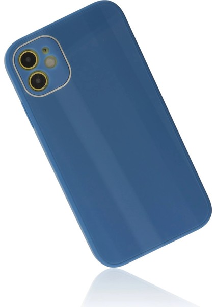 iPhone 12 Kılıf Glass Kapak - Mavi - CPT106917-6845