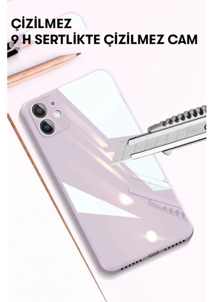 iPhone 12 Kılıf Glass Kapak - Mavi - CPT106917-6845