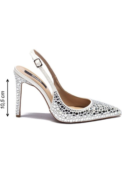 Kadın Stiletto Abiye Taş Işlemeli Sivri Burun Arkası Açık Topuklu Ayakkabı 4150 fırsatları