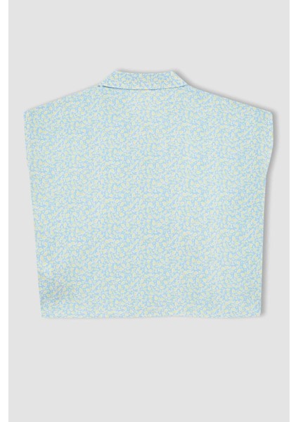 Kız Çocuk Crop Desenli Kısa Kollu Gömlek B5065A824SM